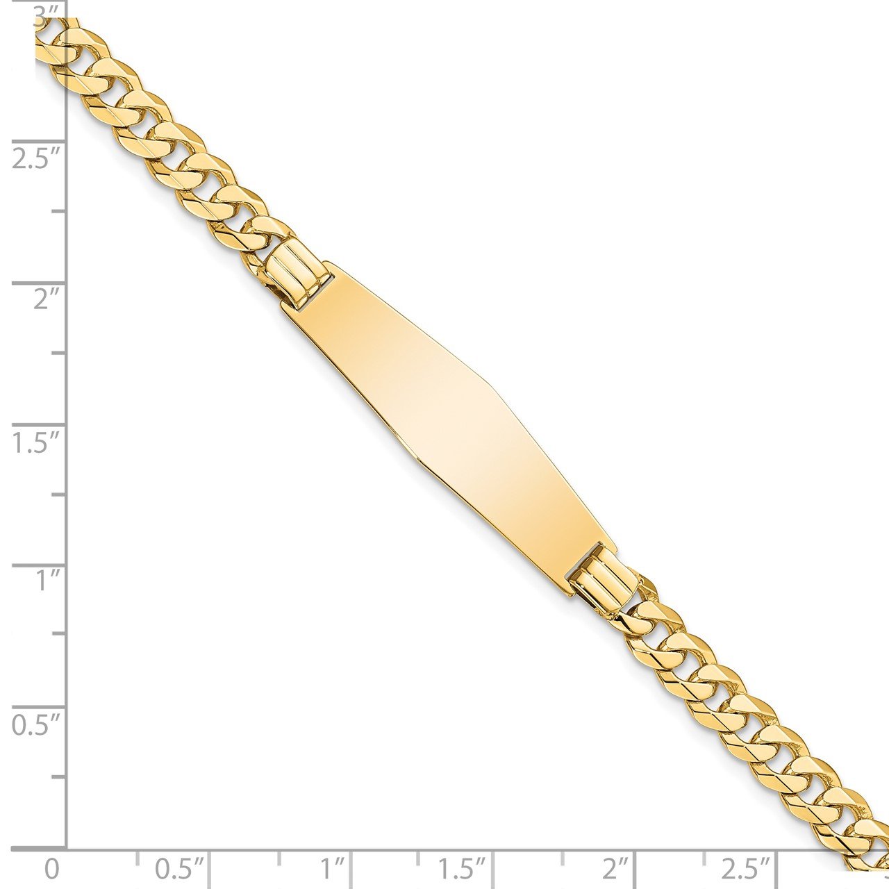 14K Curb Link Soft Diamond Shape ID Bracelet-2