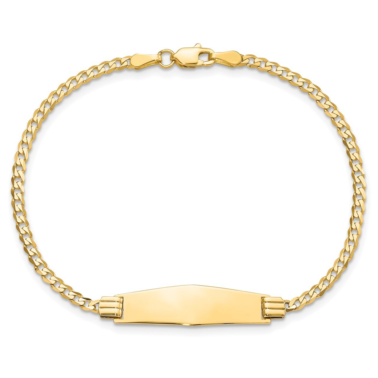 14k Soft Diamond Shape Curb Link ID Bracelet-3