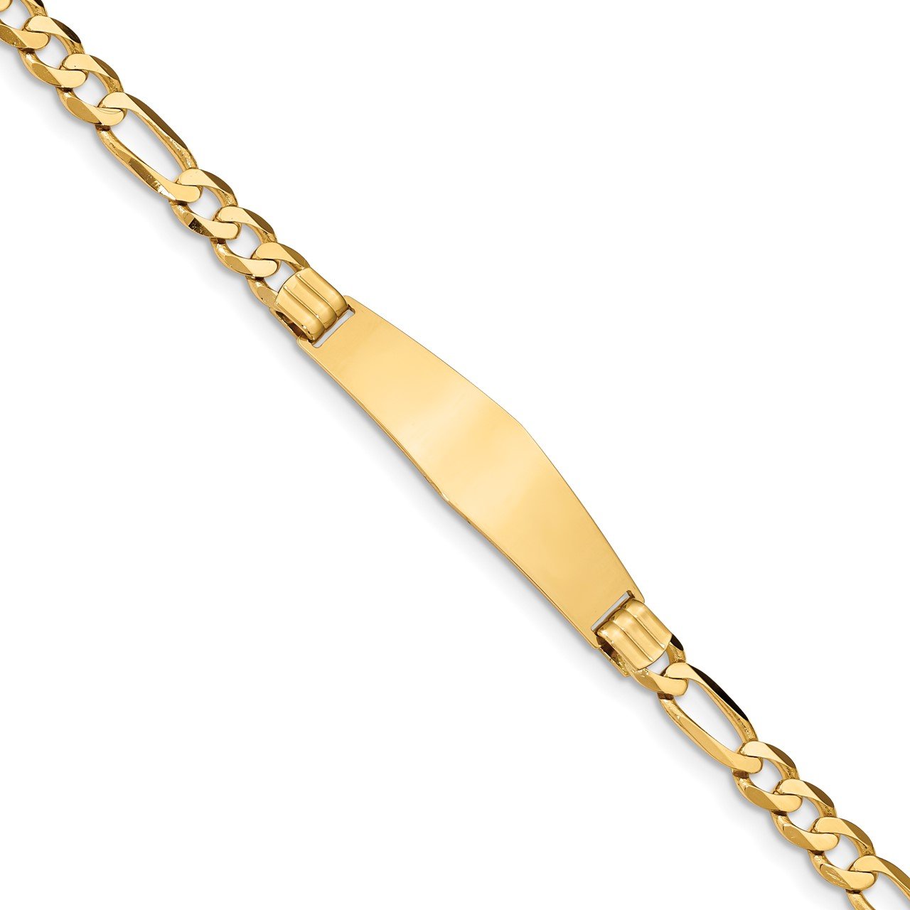 14k Figaro Soft Diamond Shape ID Bracelet