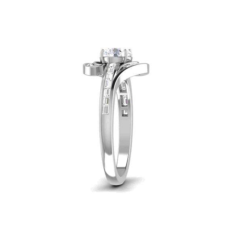 14K White Gold Natural Diamond Engagement Ring (Center Stone Not