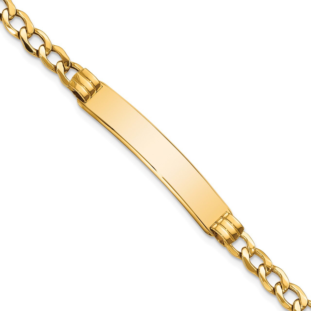 14k Polished Semi-Solid Cuban ID Bracelet | The Gold Store