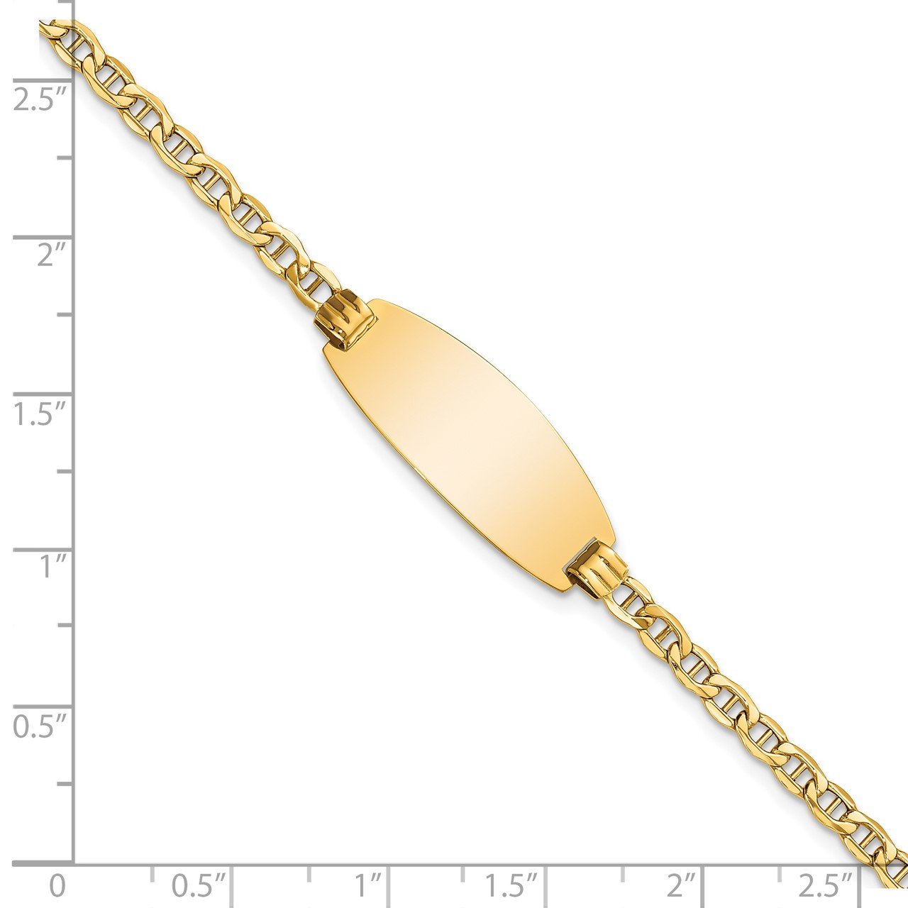 14k Semi-Solid Oval Anchor ID Bracelet-2