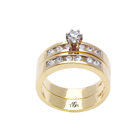 14K Yellow Gold Wedding Band Set