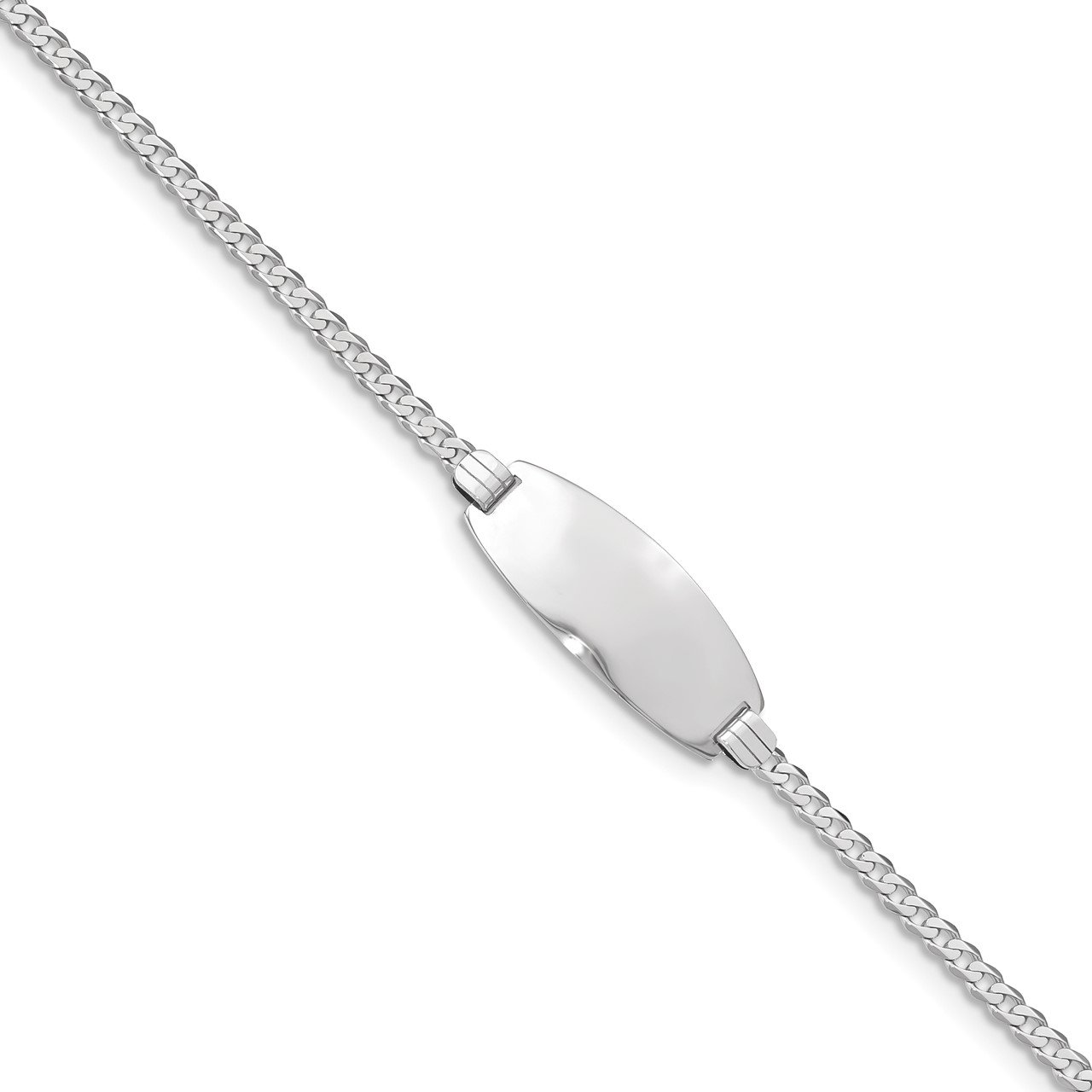 14k White Gold Oval Curb ID Bracelet