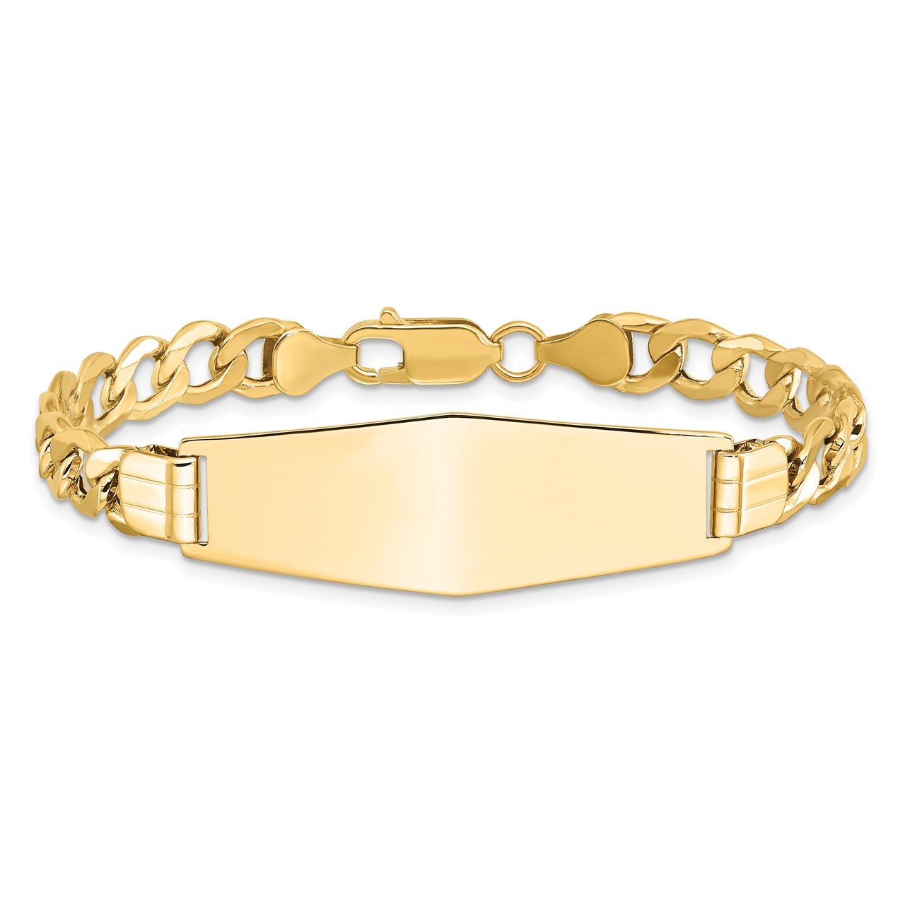 14k Semi-solid Soft Diamond Shape Curb Link ID Bracelet-2