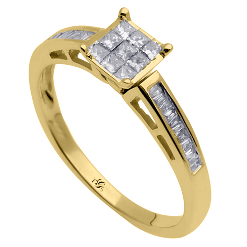 14K White Gold Natural Diamond Engagement Ring (Cluster Setting)-2