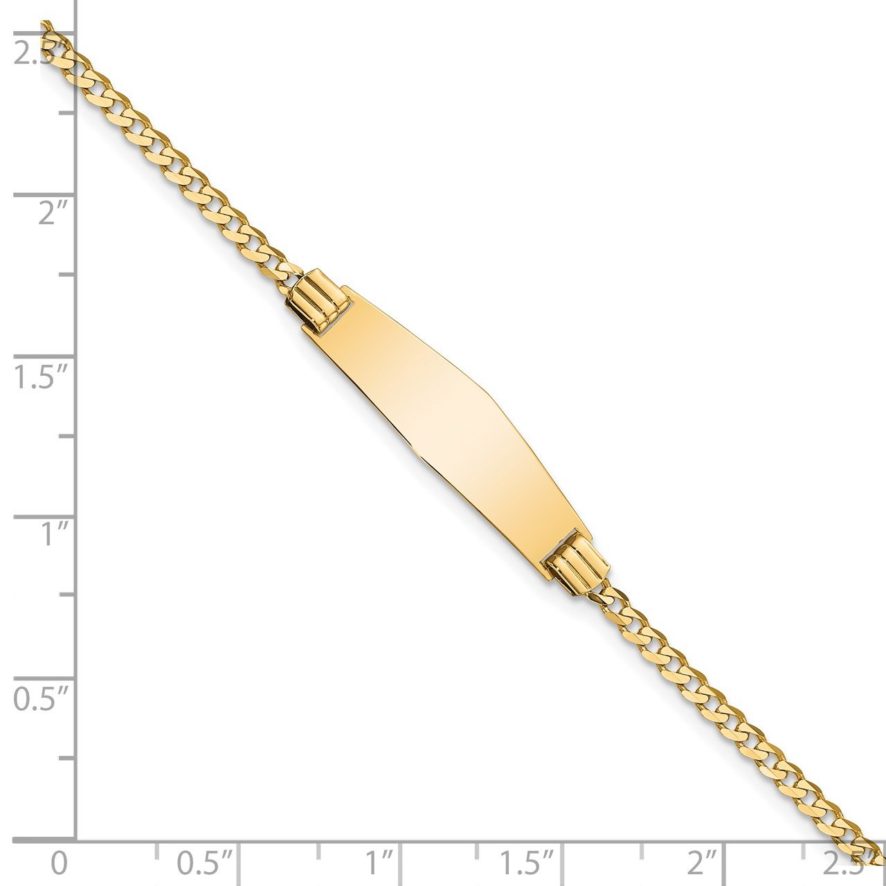 14k Soft Diamond Shape Curb Link ID Bracelet-2