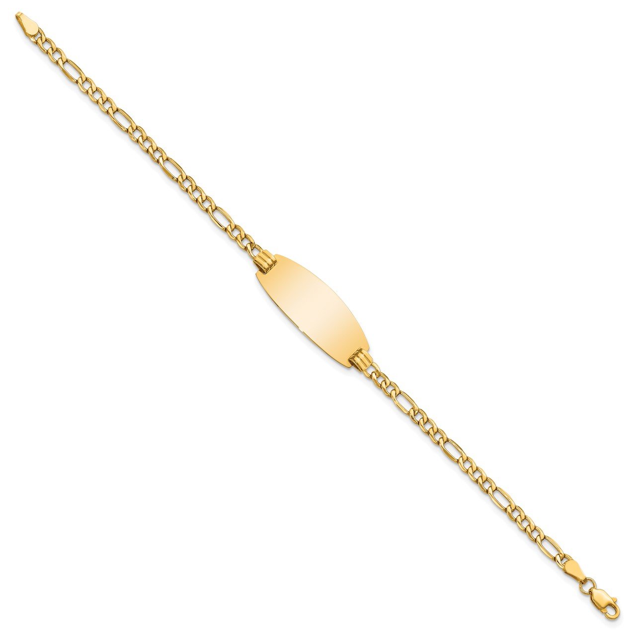 14k Semi-Solid Oval ID Figaro Bracelet-1