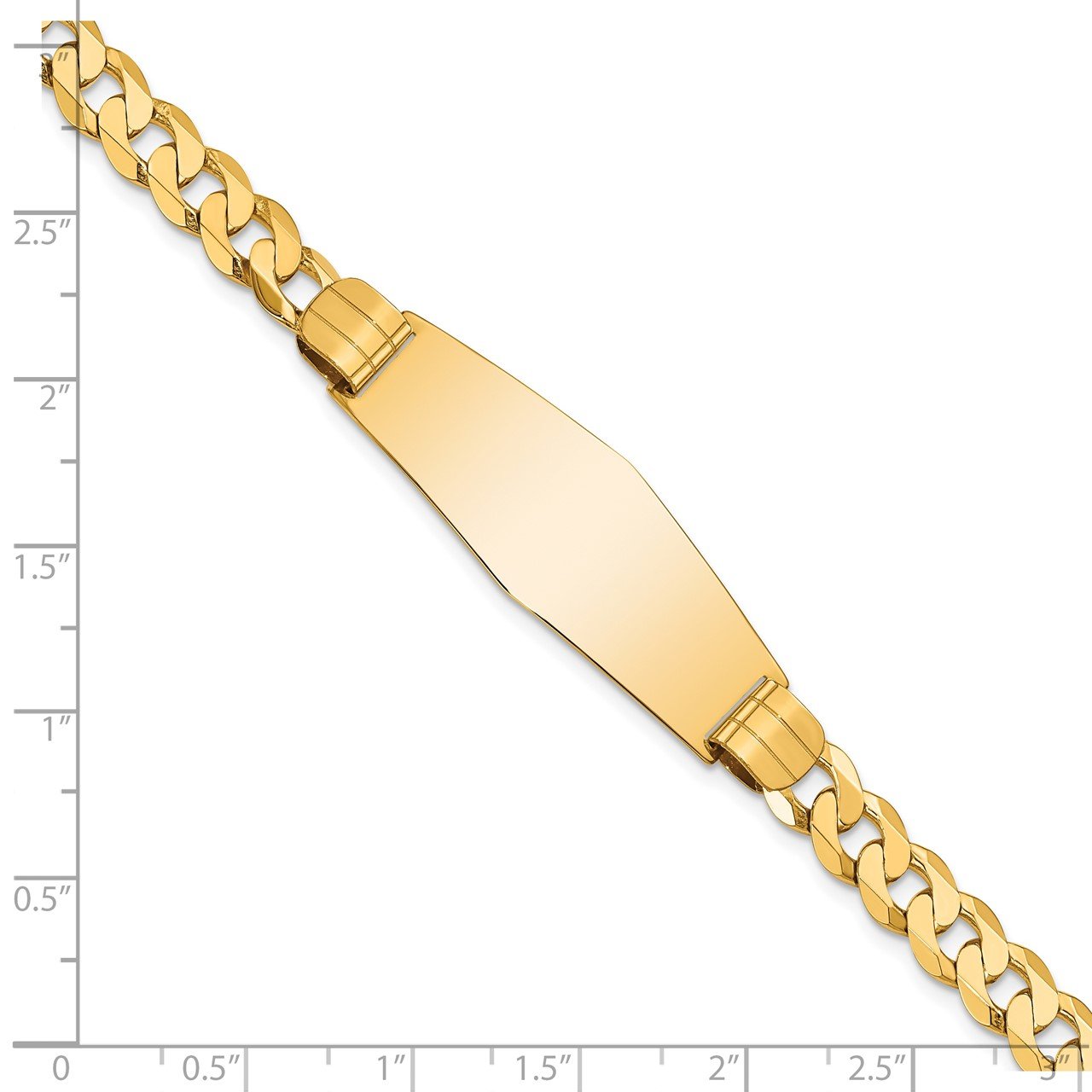 14K Curb Link Soft Diamond Shape ID Bracelet-2