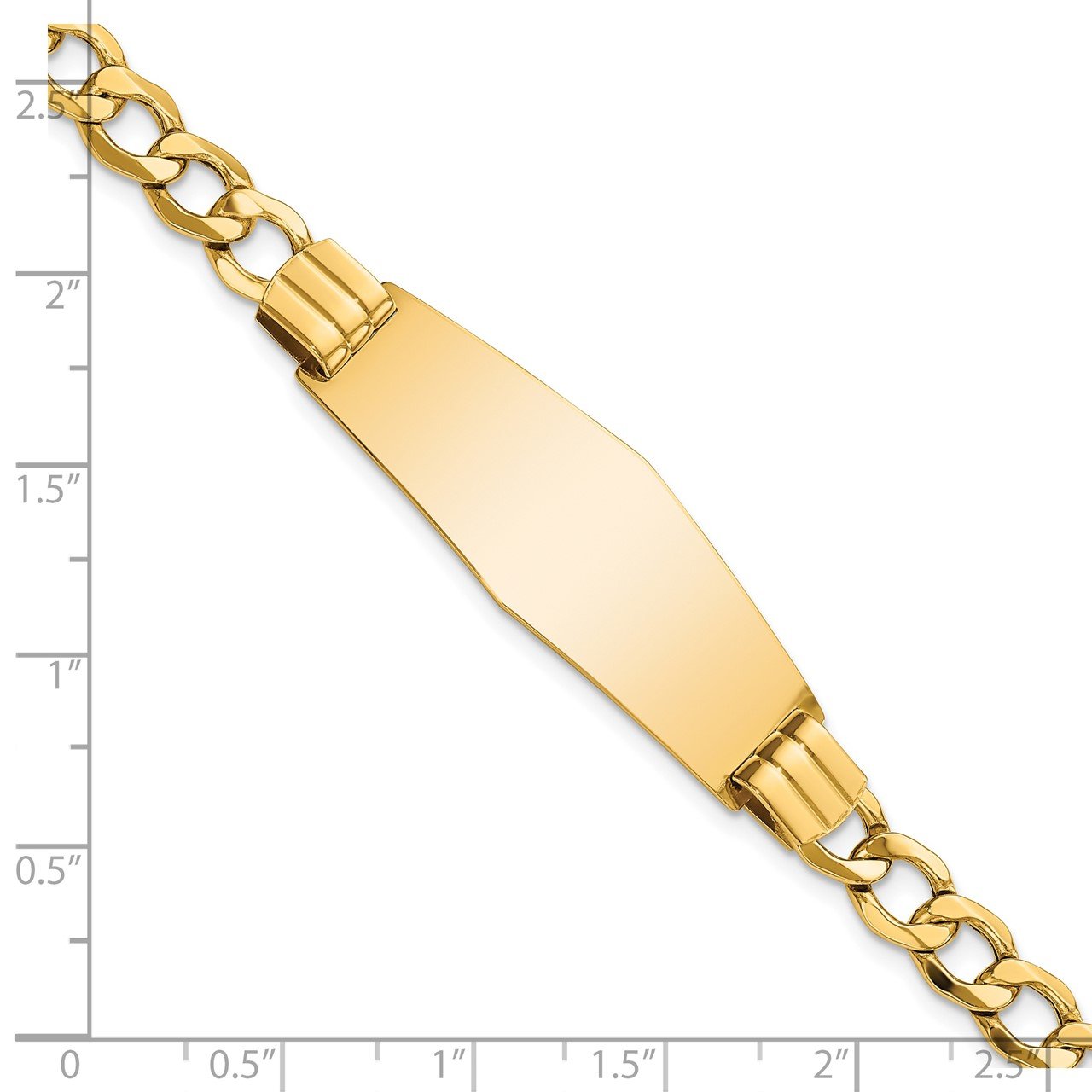14k Semi-Solid Soft Diamond Shape Curb Link ID Bracelet-2