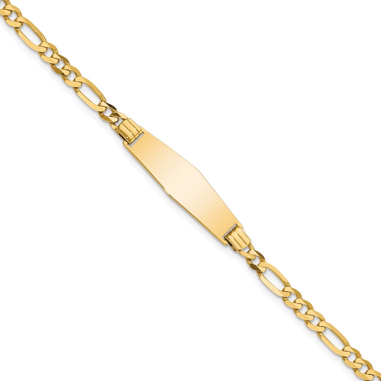 14k Soft Diamond Shape Figaro ID Bracelet The Gold Store
