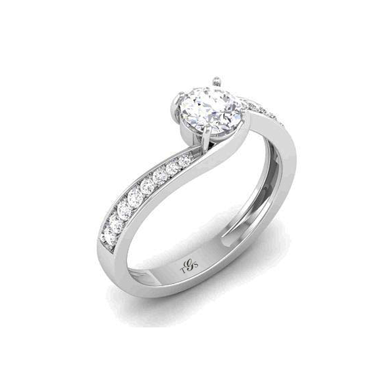 14K White Gold Natural Diamond Engagement Ring (Center Stone Not Included)