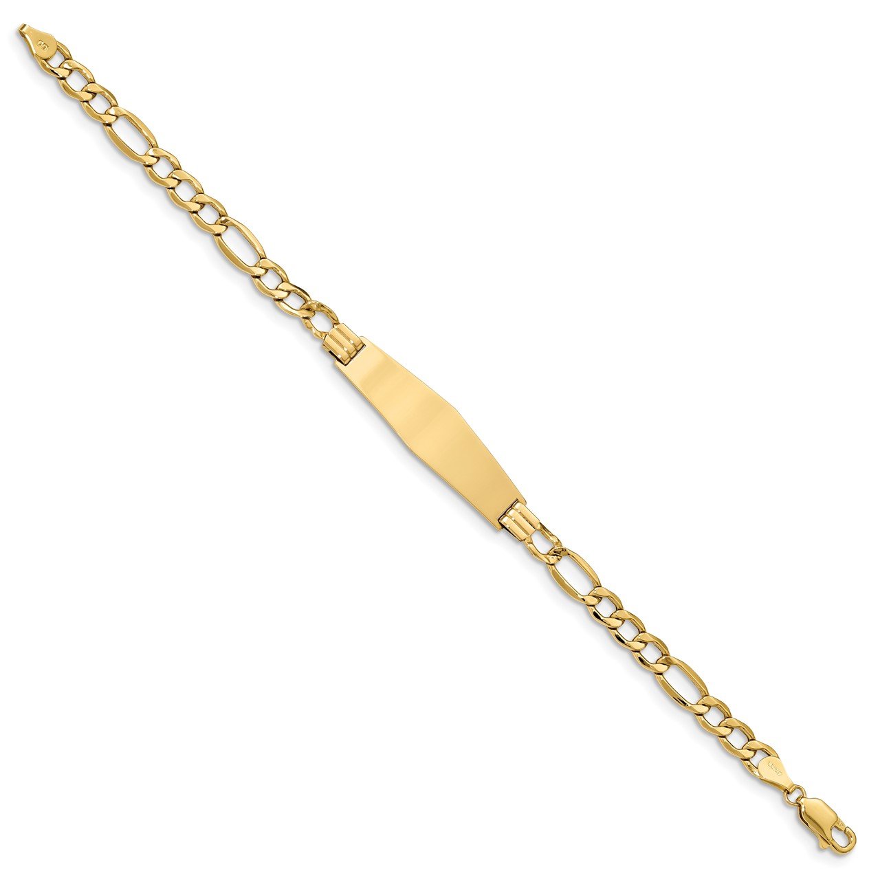 14k Polished Semi-Solid Soft Diamond Shape Figaro ID Bracelet-1