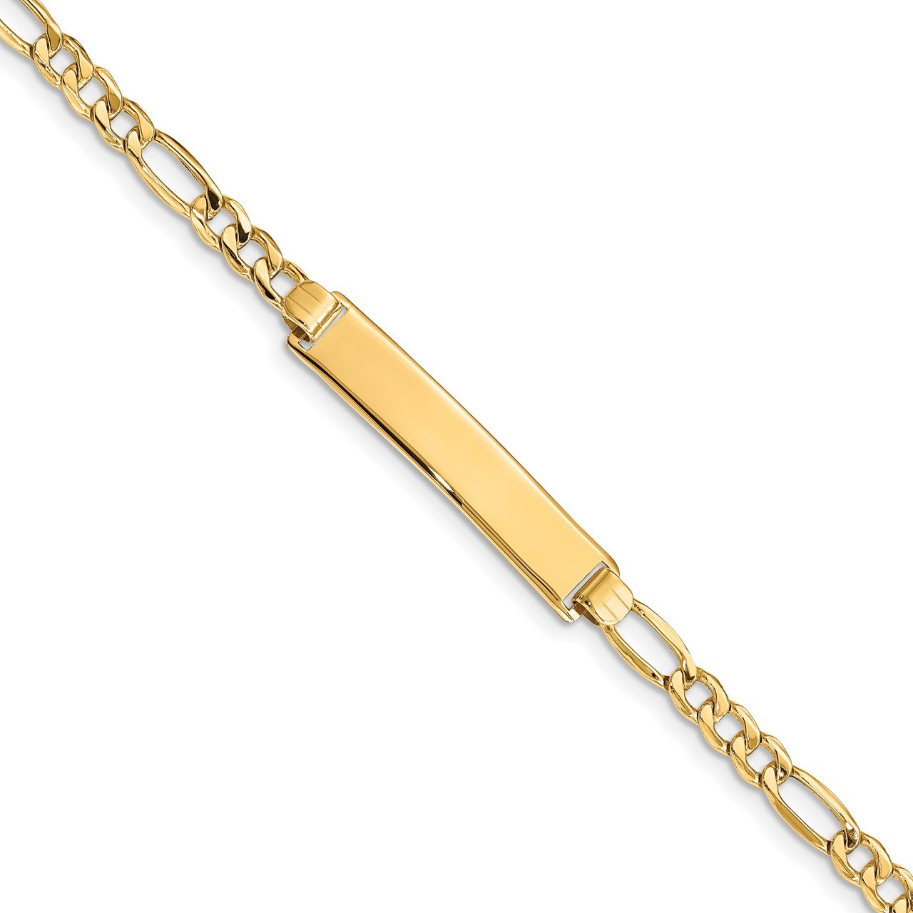 14k Semi-solid Figaro ID Bracelet