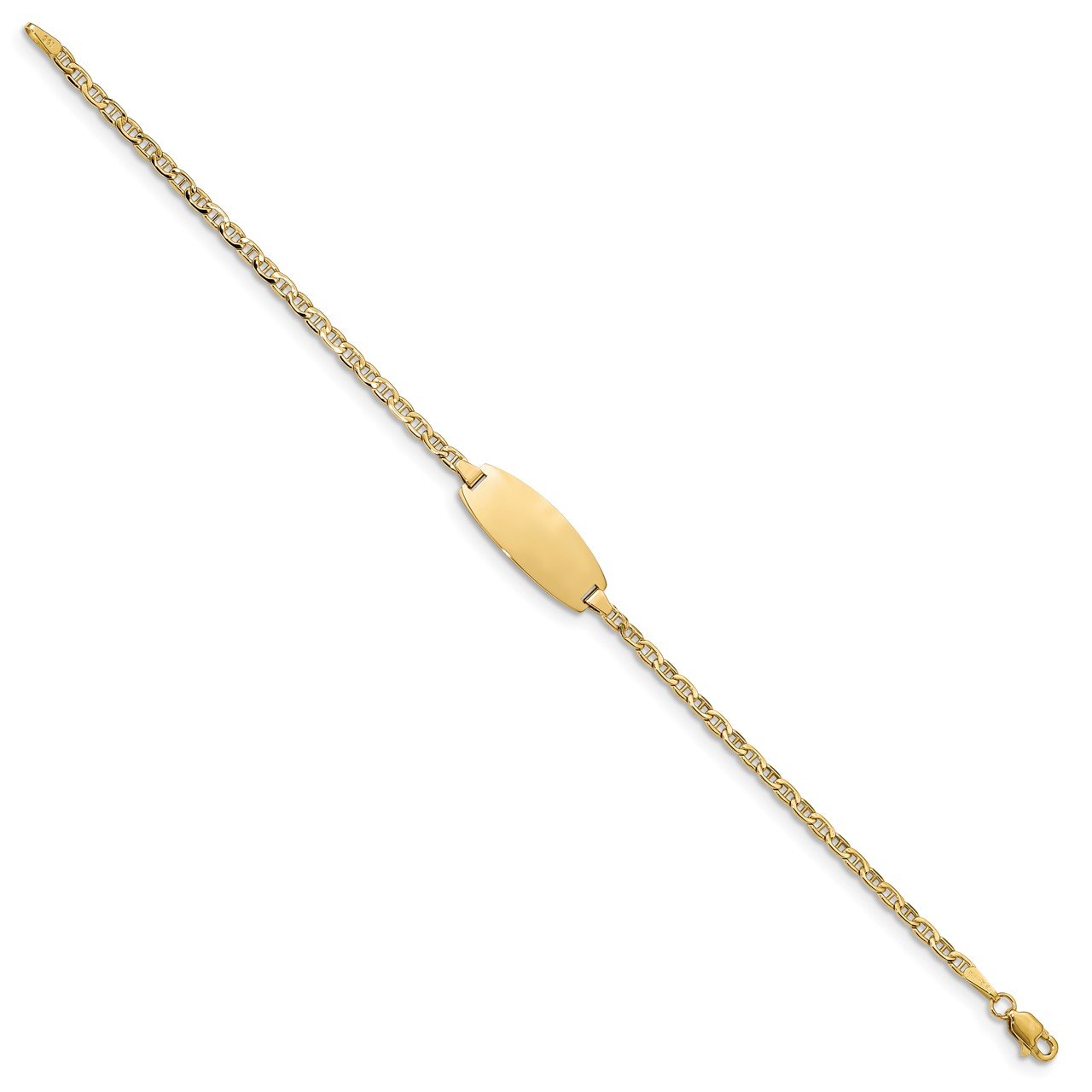 14k Semi-Solid Oval Anchor ID Bracelet-1