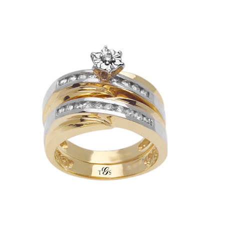 14K Gold Wedding Band Set