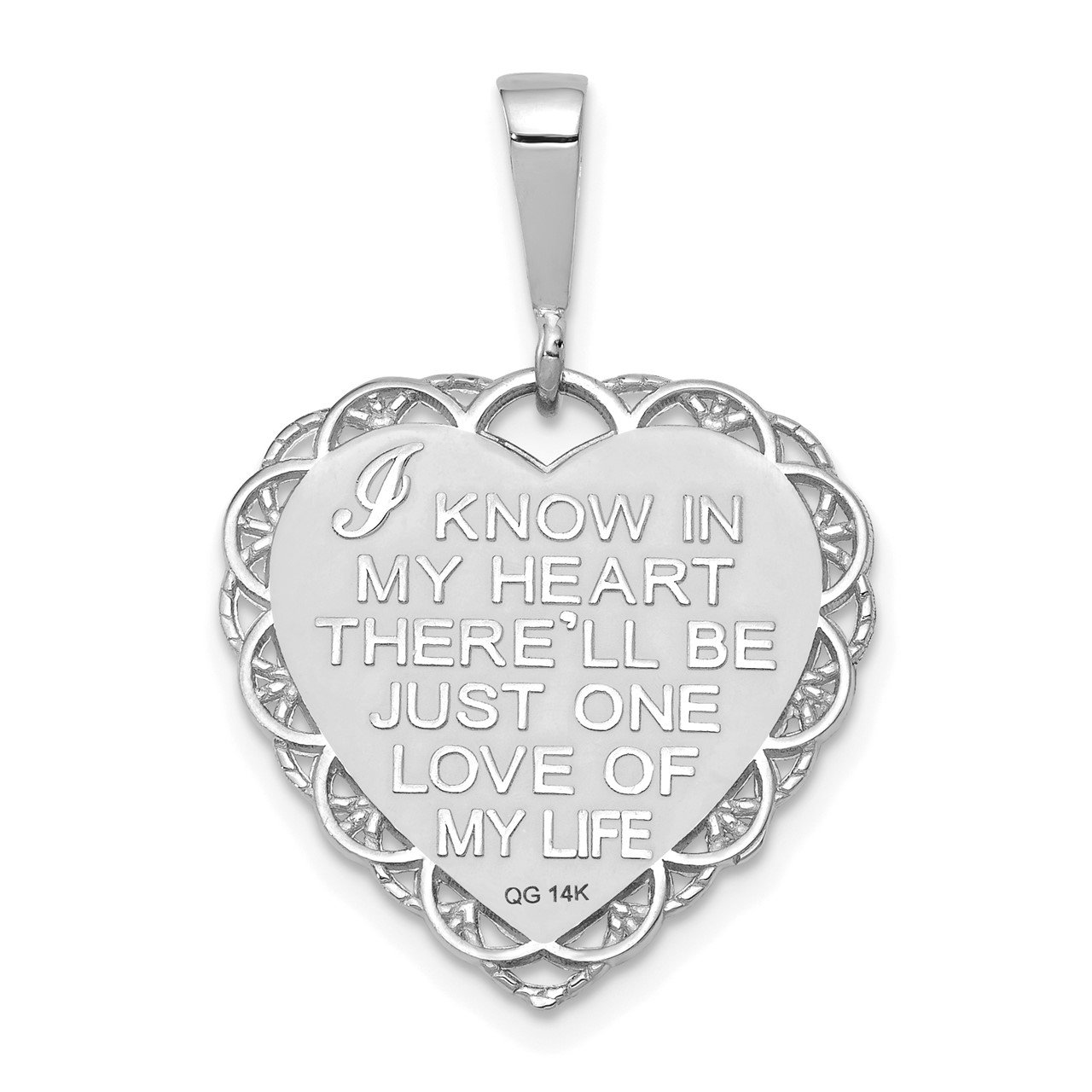 14k White Gold Polished Reversible I LOVE YOU Heart Pendant-2