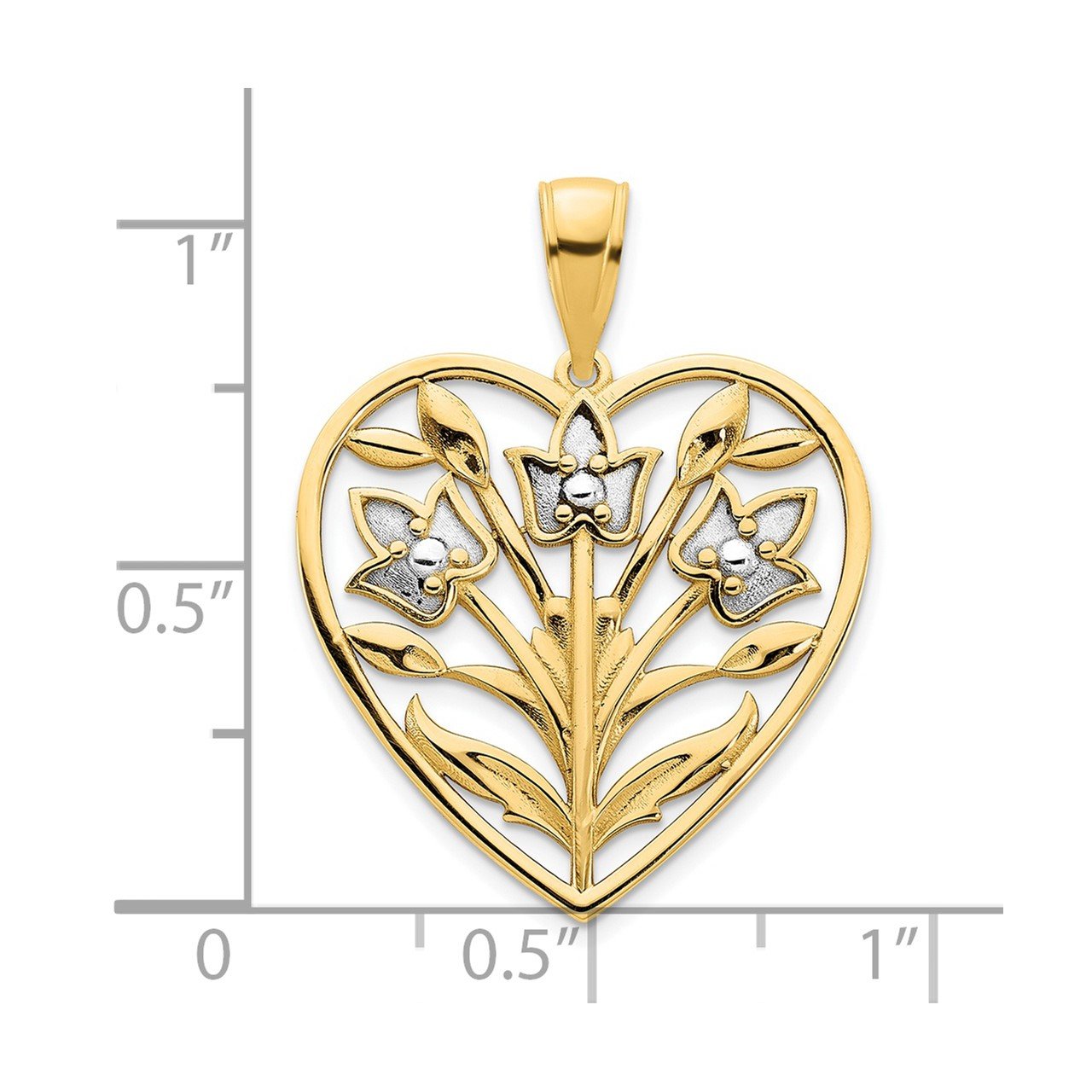 14k and White Rhodium Fancy Heart Pendant-2