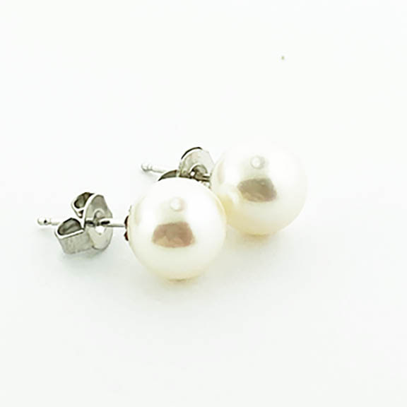 Silver Pearl Stud Earrings