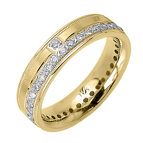 14k White / Yellow / Rose Gold Diamond Band-1