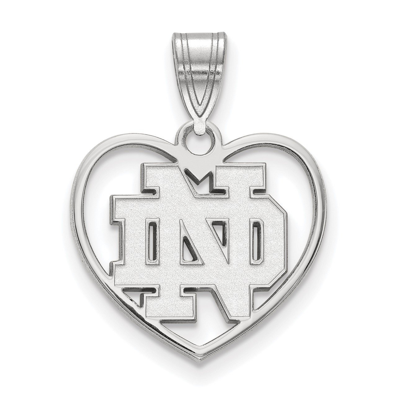 14kw LogoArt University of Notre Dame inside Heart Pendant