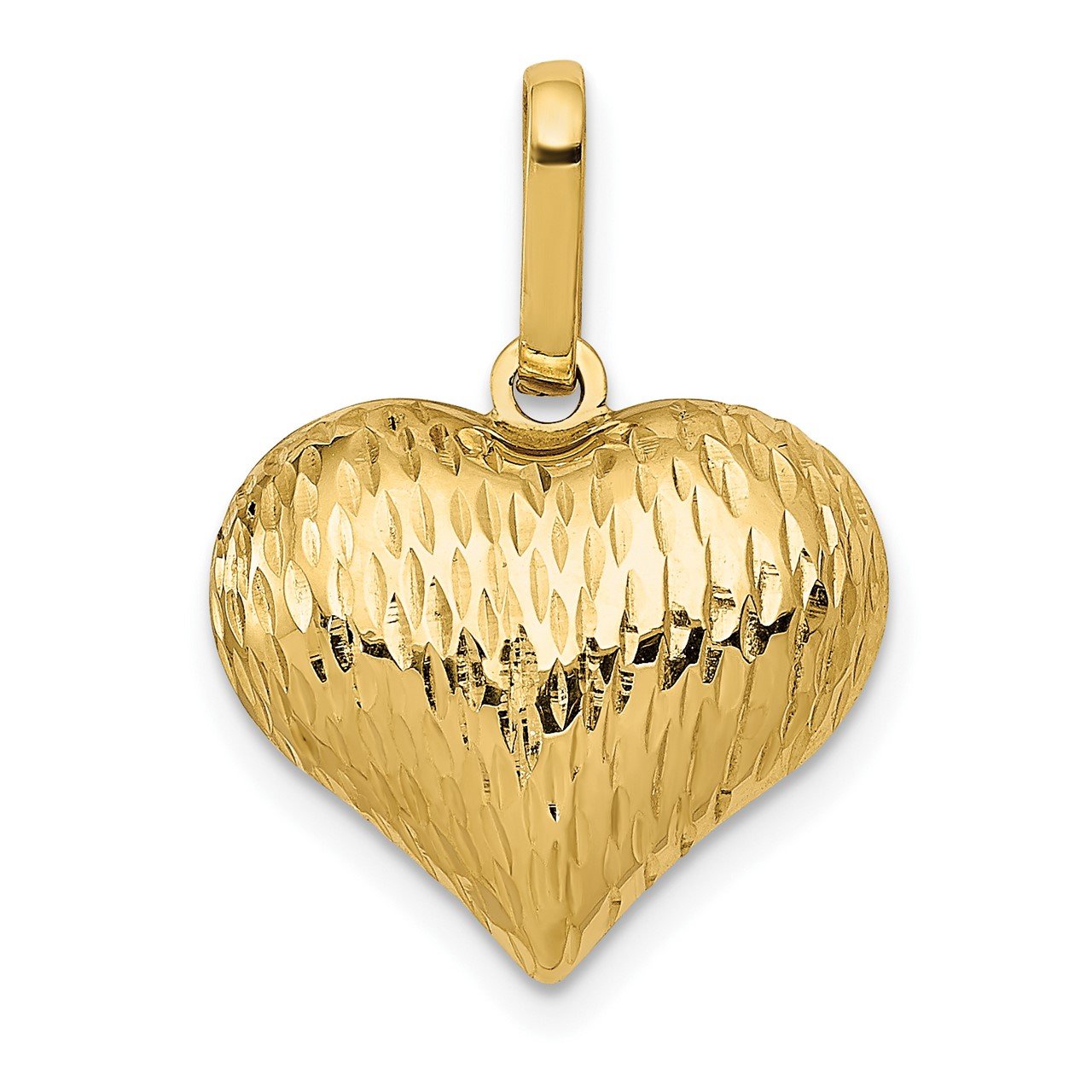 14K Polished and Textured 3-D Heart Pendant