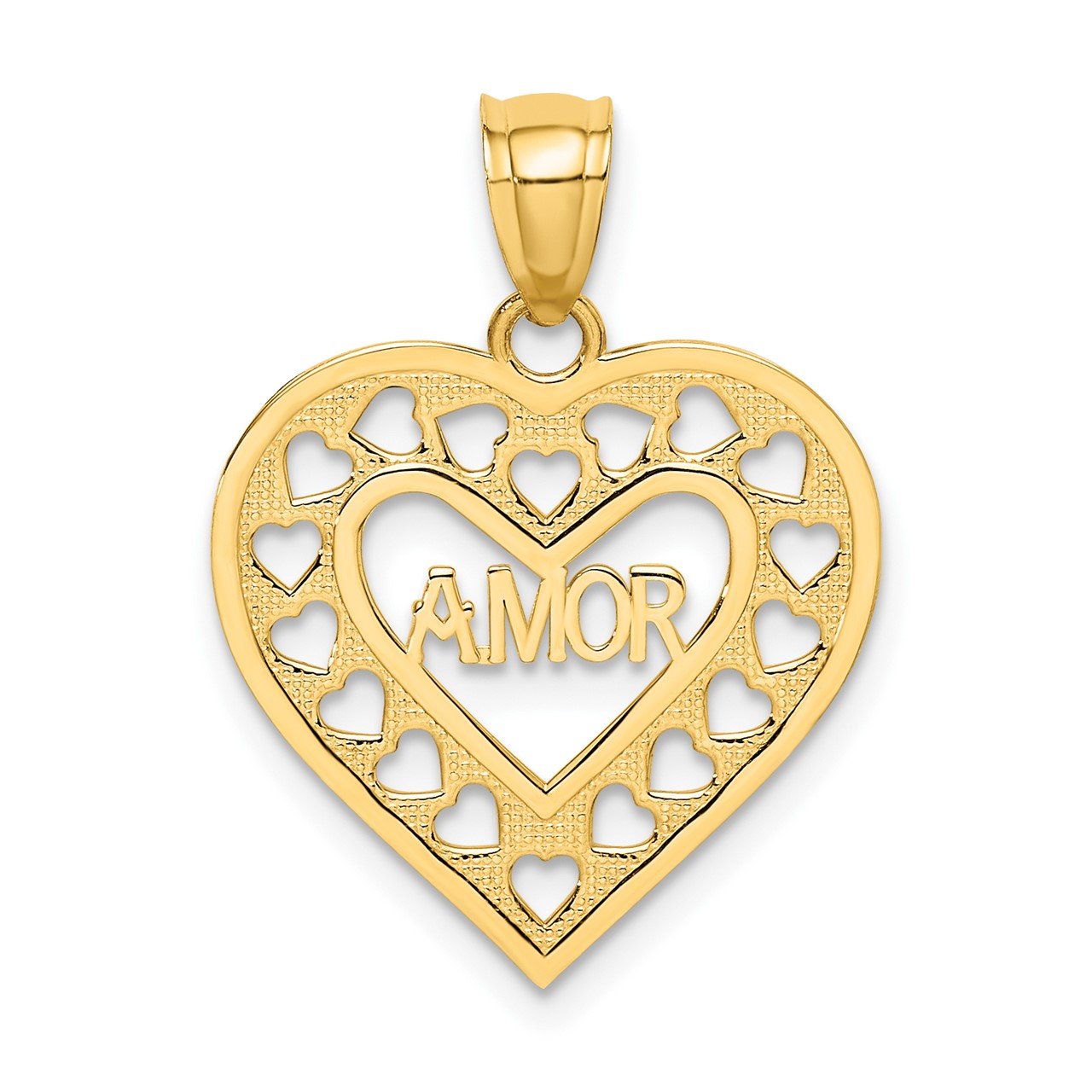 14k AMOR in Cut-out Heart Charm