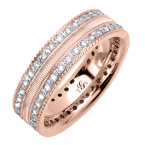 14k White / Yellow / Rose Diamond Gold Band-0