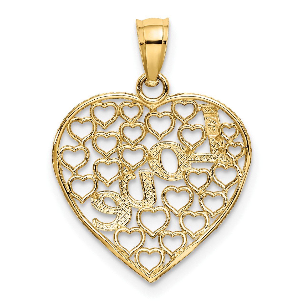 14k LOVE with Rhodium Heart Charm-3