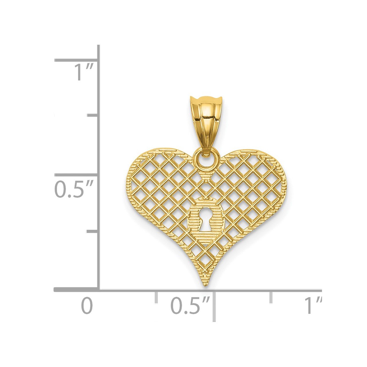 14K Polished Heart with Key Hole Pendant-2