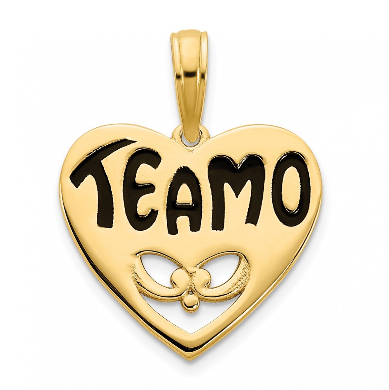 14ky Epoxy Te amo Heart Charm