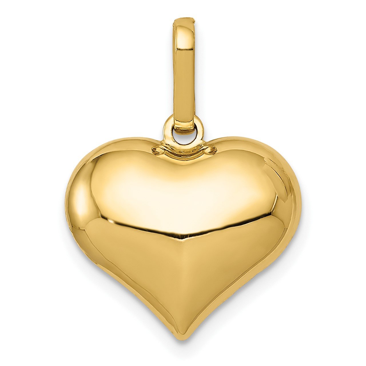 14K Polished and Textured 3-D Heart Pendant-3