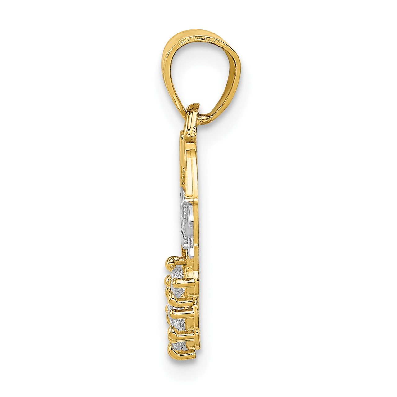 14k with Rhodium CZ #1 Mother Heart Pendant-1