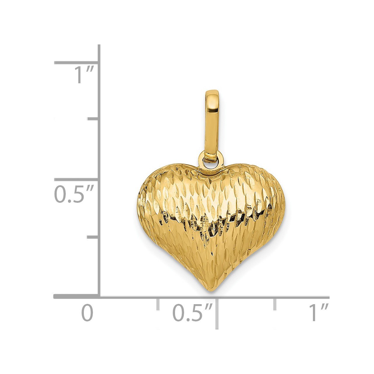 14K Polished and Textured 3-D Heart Pendant-2