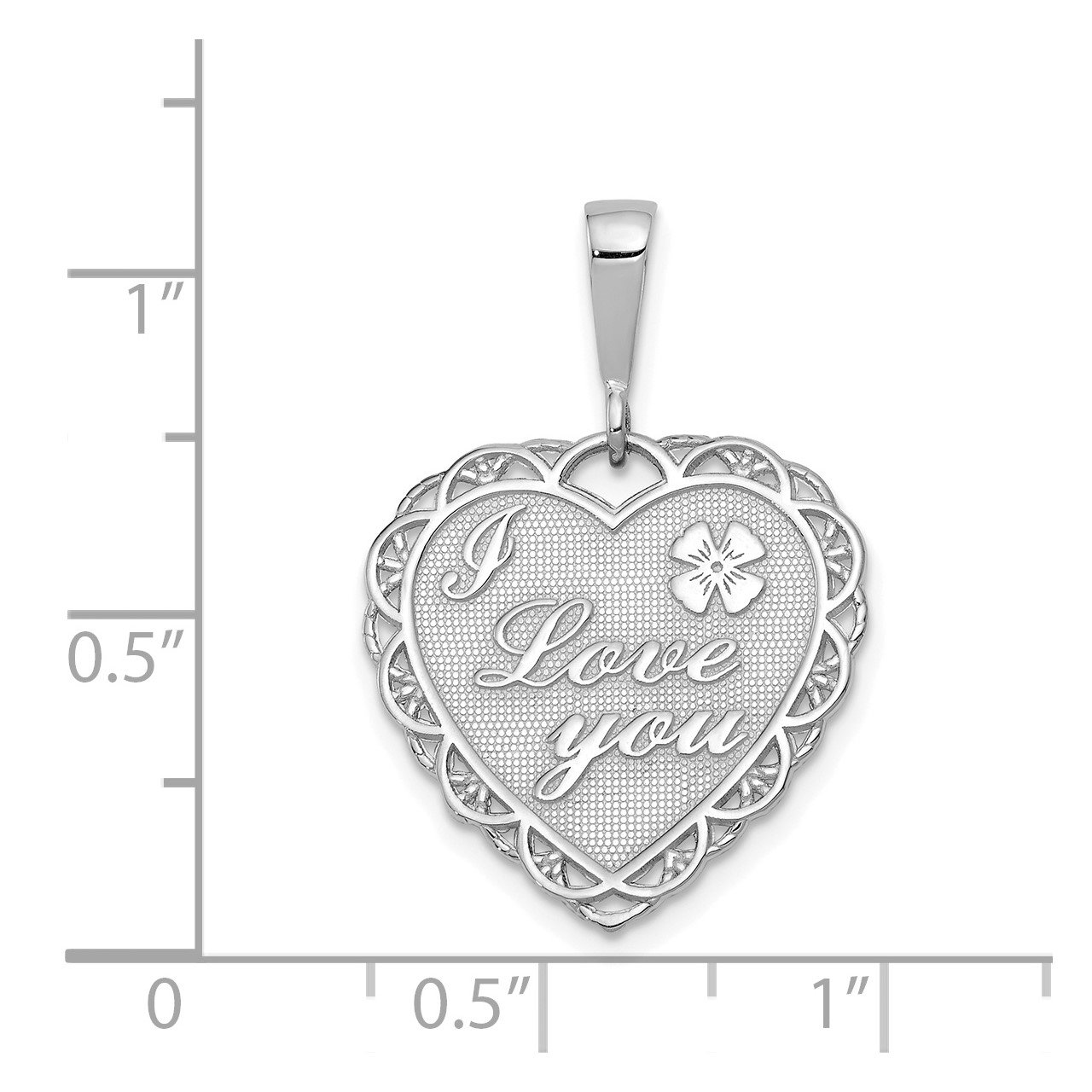 14k White Gold Polished Reversible I LOVE YOU Heart Pendant-1