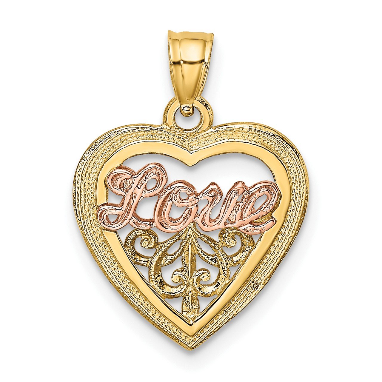 14k Two-Tone LOVE Heart Charm
