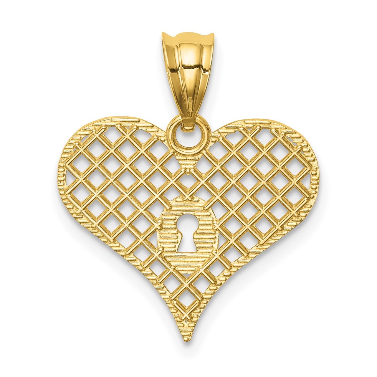 14K Polished Heart with Key Hole Pendant