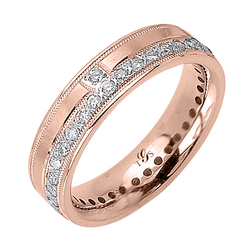 14k White / Yellow / Rose Gold Diamond Band-0