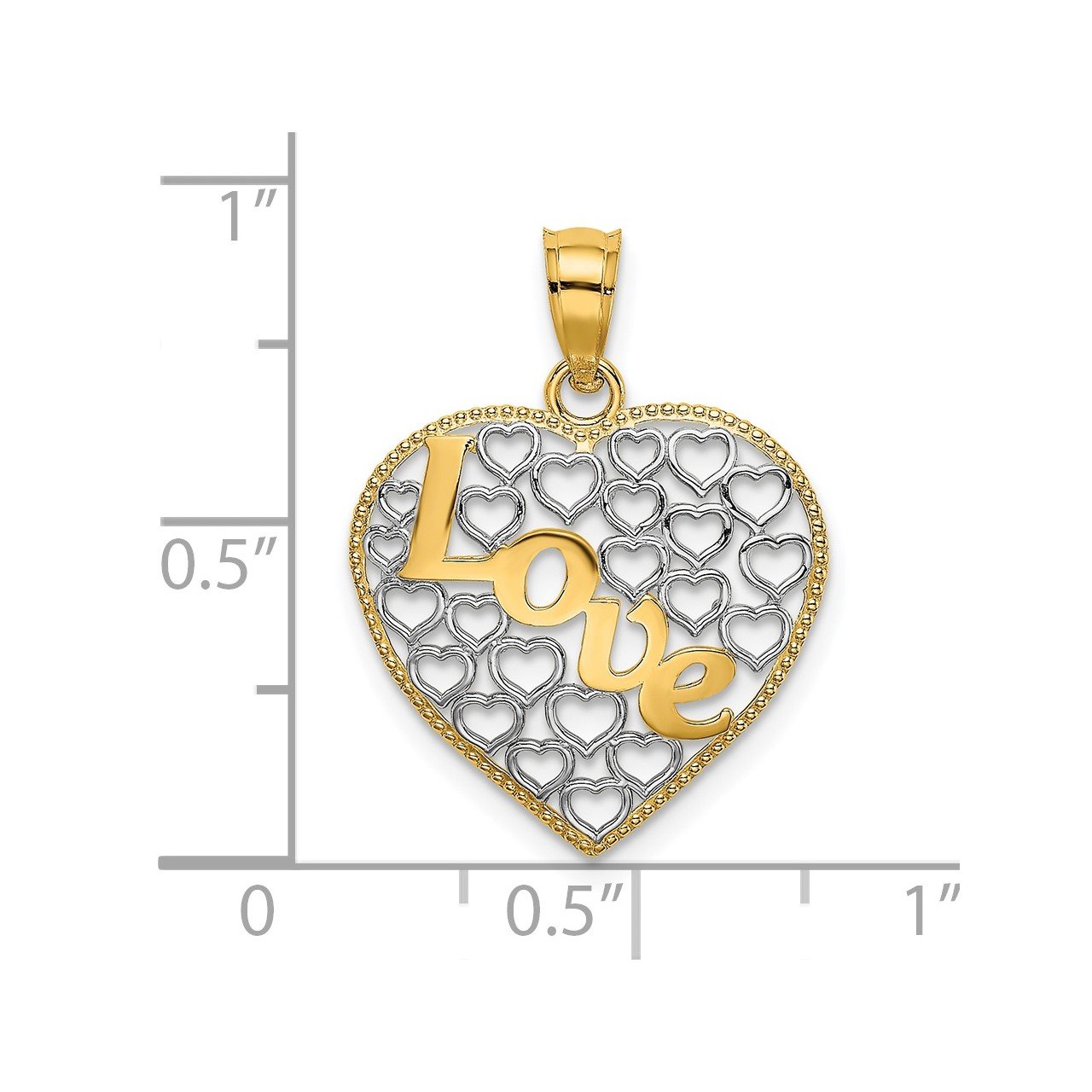 14k LOVE with Rhodium Heart Charm-2