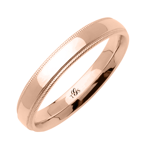 14K Yellow/White/Rose Gold Beaded Milgrain Band-7