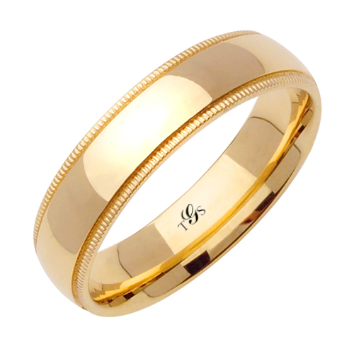 14K Yellow/White/Rose Gold Beaded Milgrain Band