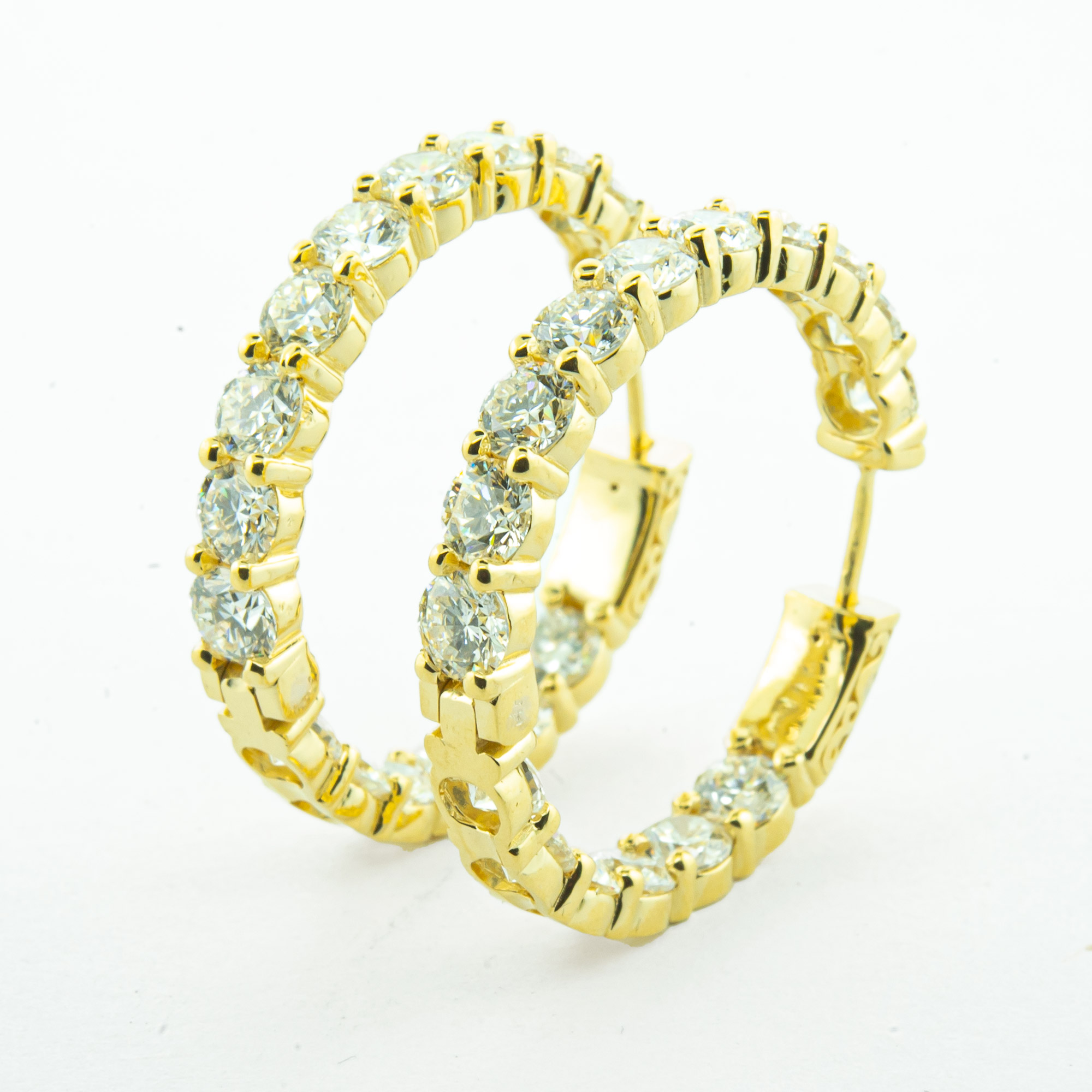 14k Yellow Gold Diamond Hoop