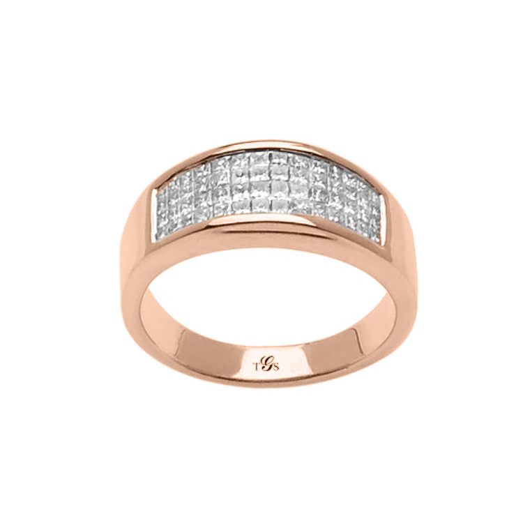 14k White / Yellow / Rose Gold Diamond Men Band-0