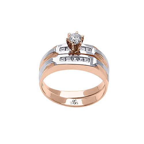 14k Two Tone Gold Channel Set Natural Diamond Wedding Set (Center Stone Not Included)-1