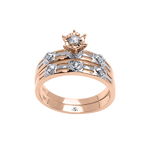 14k Two Tone Gold Natural Diamond Wedding Set (Center Stone Not Included)-2
