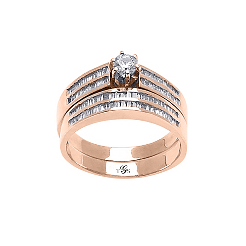 14k White / Yellow / Rose Gold Channel Set Natural Diamond Wedding Set (Center Stone Not Included)-1