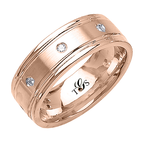 14k White/Yellow/Rose Gold Natural Diamond Unisex Band-1