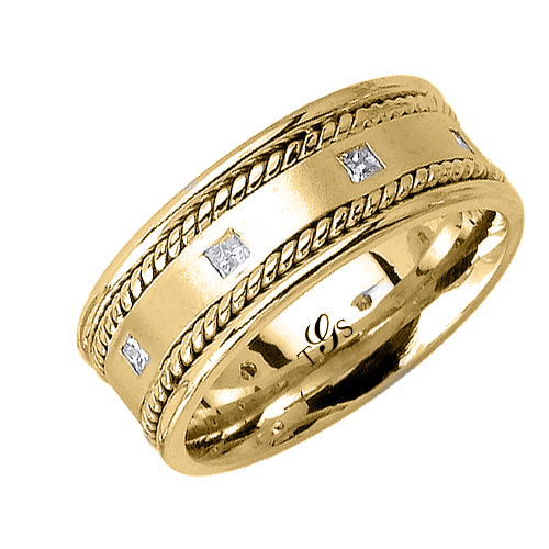 14k White/Yellow/Rose Gold Natural Diamond Unisex Band-1