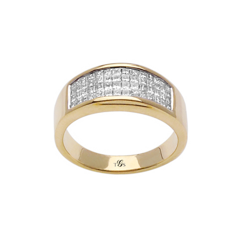 14k White / Yellow / Rose Gold Diamond Men Band-2