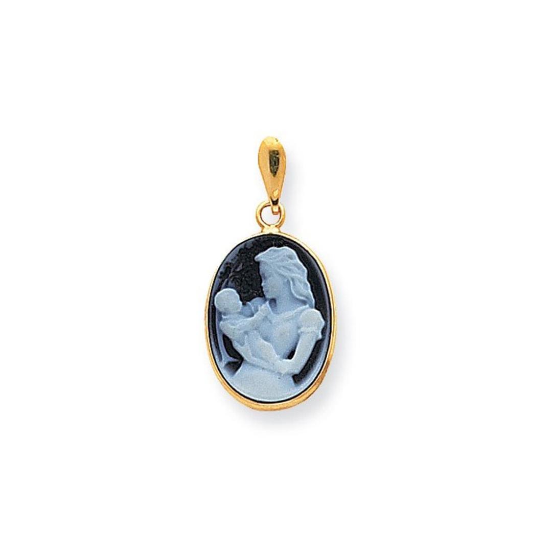 14k Everlasting Love African American Agate Cameo Pendant